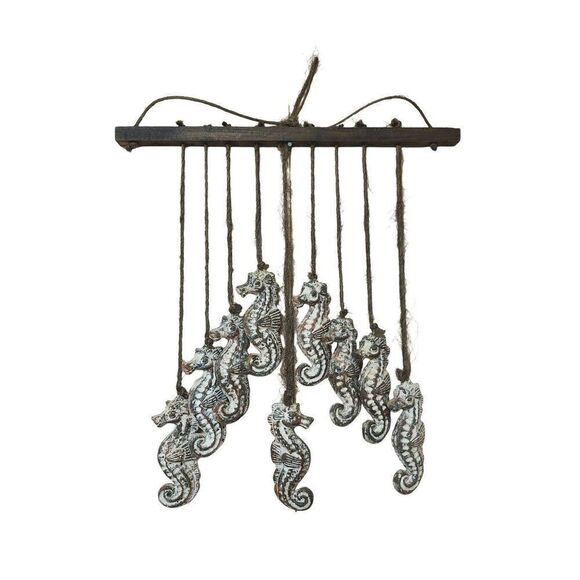 Vintage 70s Seahorse Decor Wind Chimes Clay - Picture 3 of 4